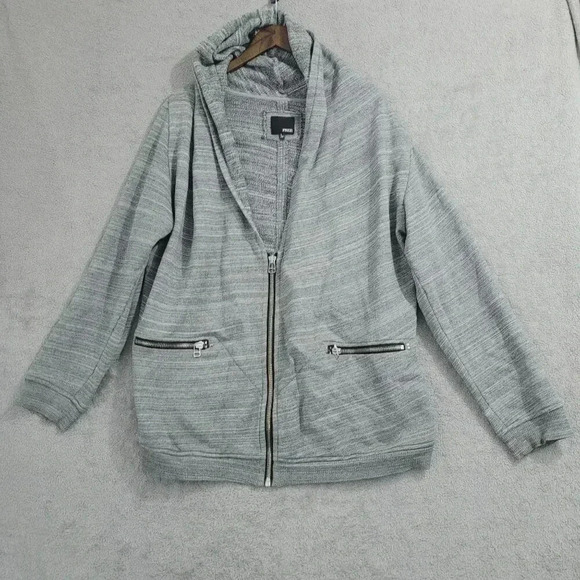 Wilfred Free Aritzia Gray Hooded Zip-Up Sweatshirt L Cotton & Modal Blend  4PT - Picture 1 of 7
